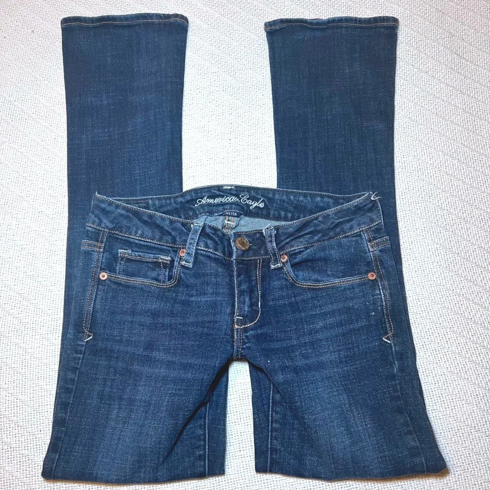 American Eagle Low Rise Slim Bootcut Y2K Dark Wash 2000s Aesthetic Size 6/29